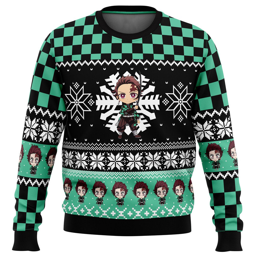 Chibi Christmas Tanjiro Kamado Demon Slayer Ugly Christmas Sweater