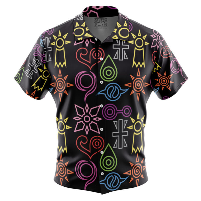 Crest Symbols Digimon Button Up Hawaiian Shirt