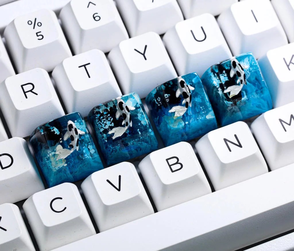 Blue and Black Koi keycap - Hirosart