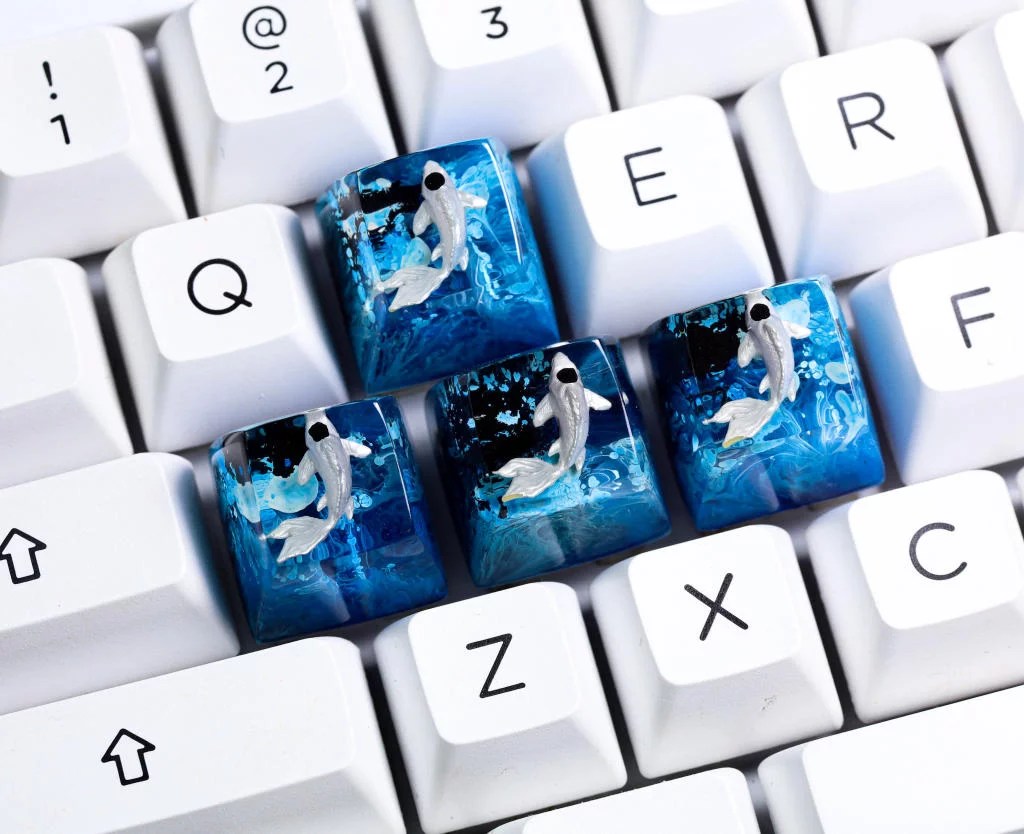 Blue and Black Koi keycap - Hirosart