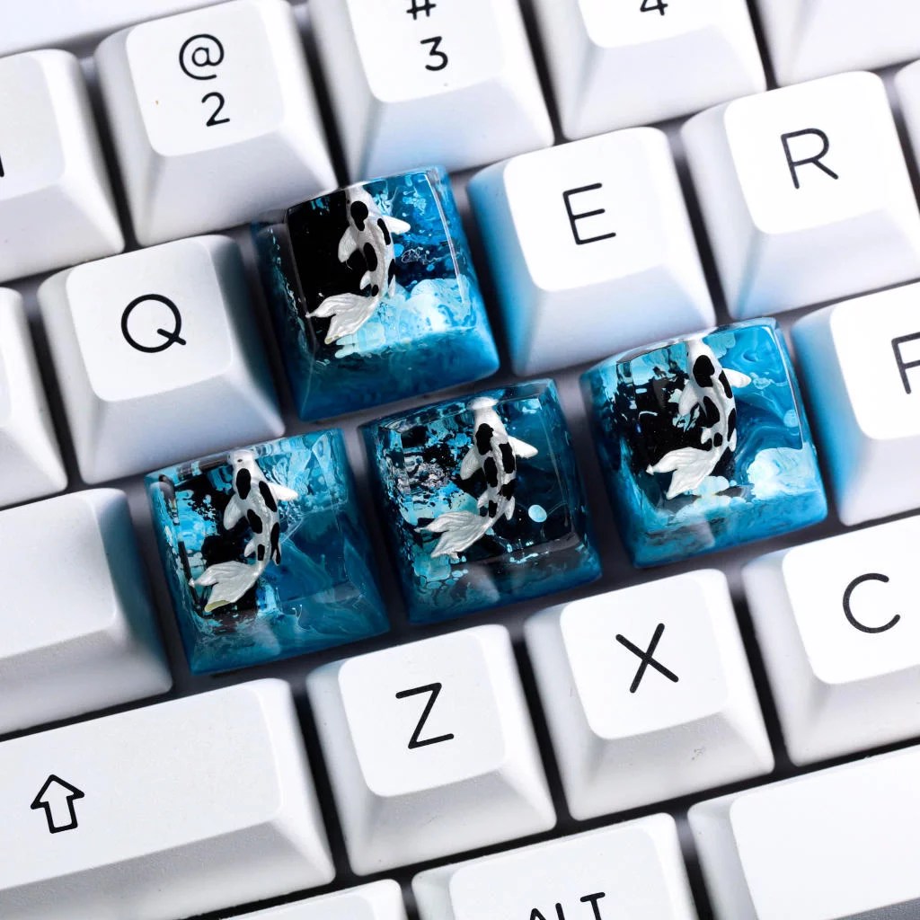 Blue and Black Koi keycap - Hirosart