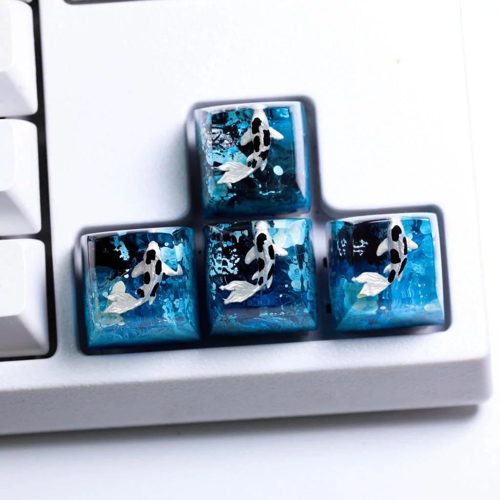 Blue and Black Koi keycap - Hirosart