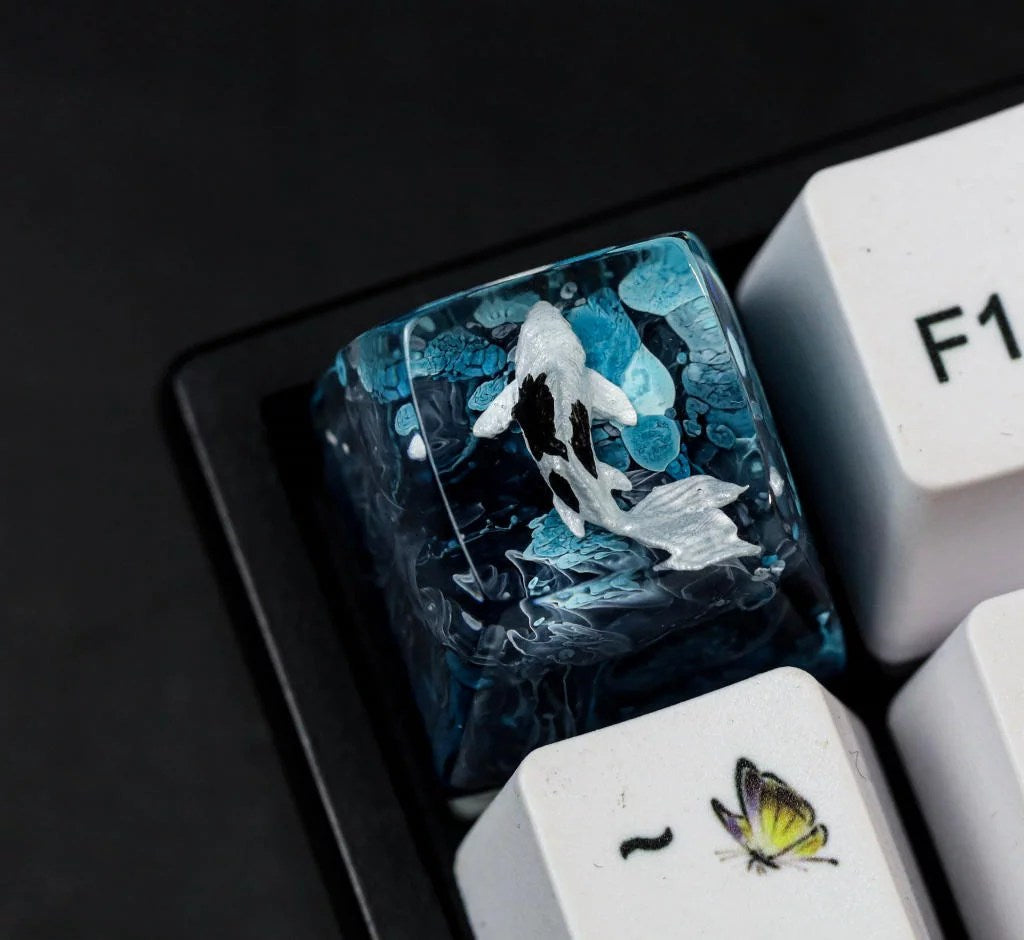 Blue and Black Koi keycap - Hirosart