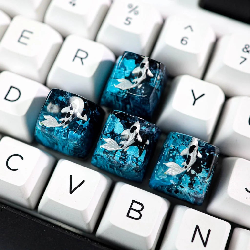 Blue and Black Koi keycap - Hirosart