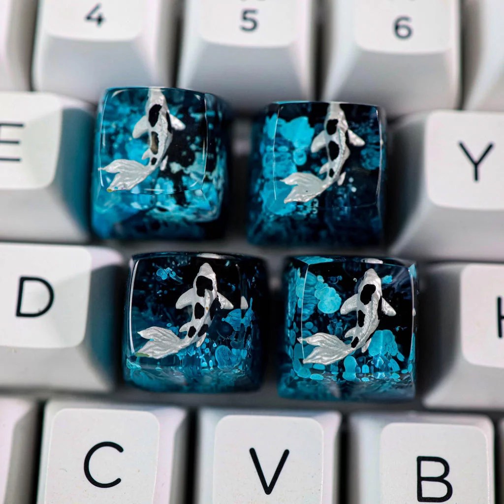 Blue and Black Koi keycap - Hirosart