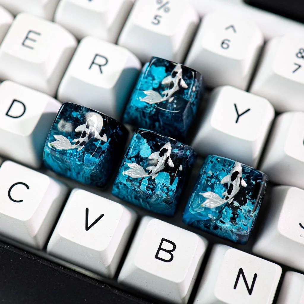 Blue and Black Koi keycap - Hirosart