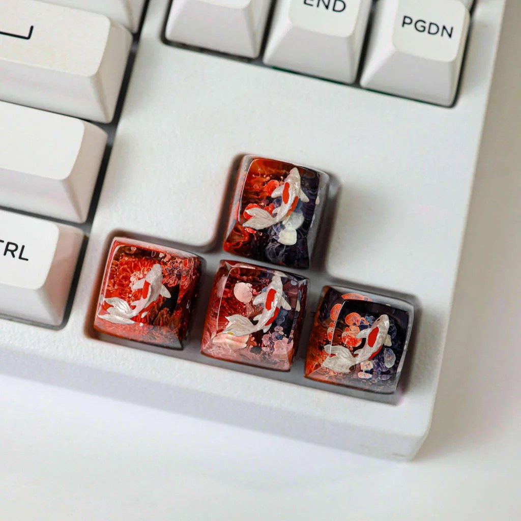 Black and Red Koi keycap - Hirosart