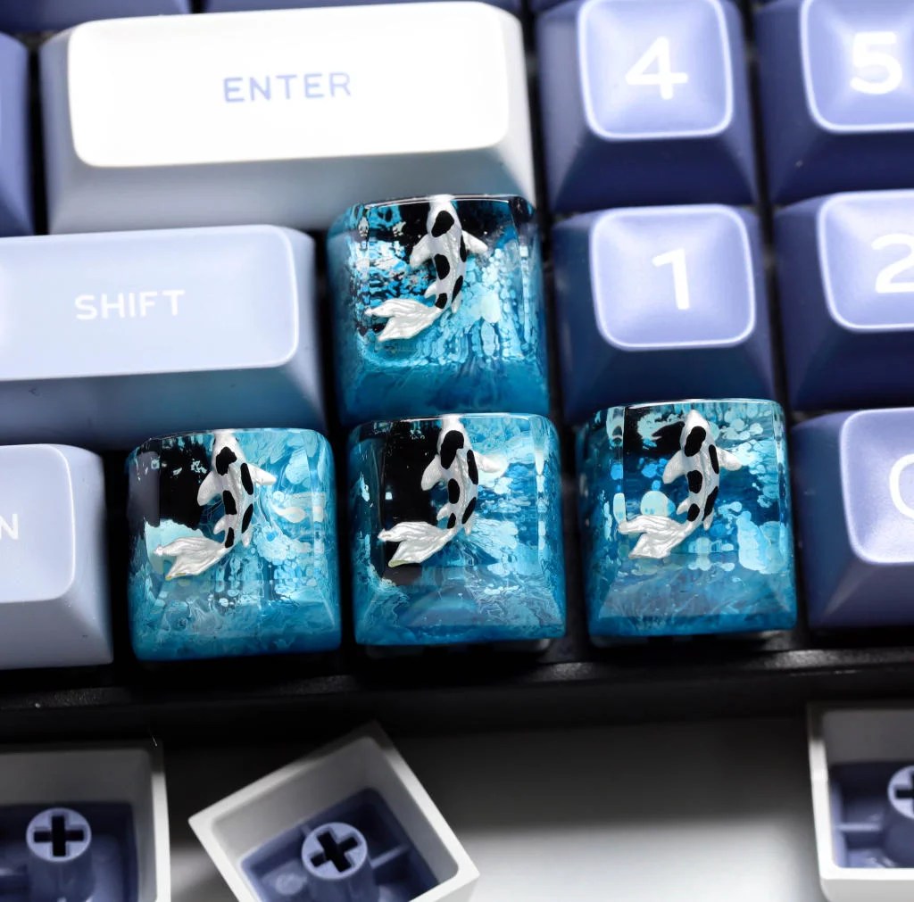 Blue and Black Koi keycap - Hirosart