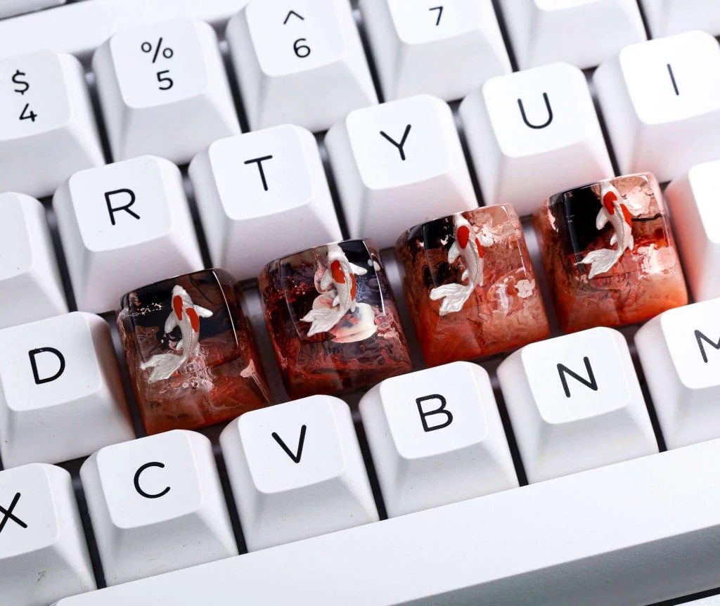 Black and Red Koi keycap - Hirosart