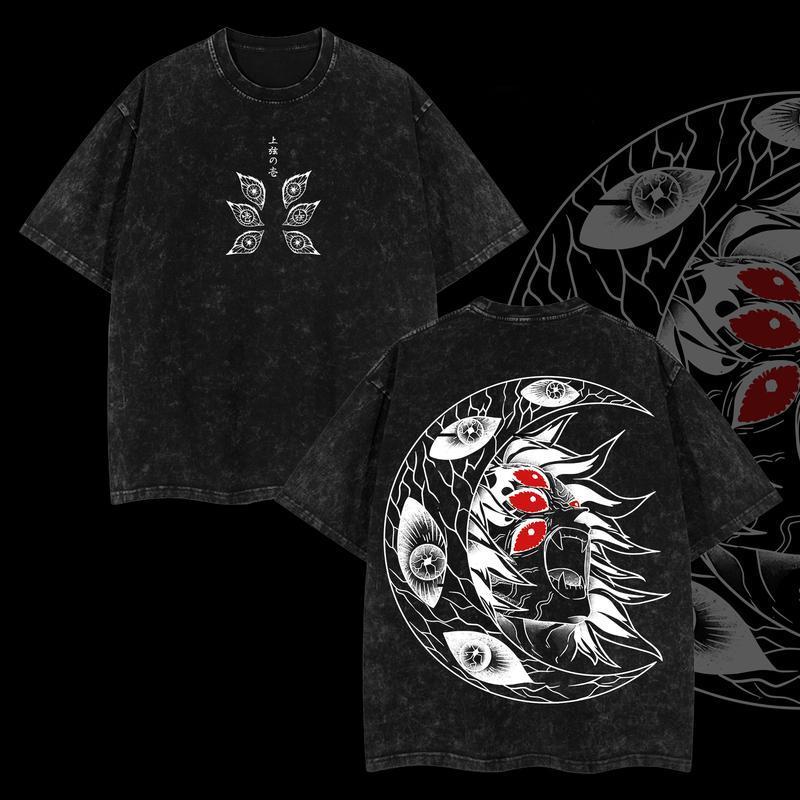 Nysekai "Kokushibo Moon Breathing" Demon Slayer: Kimetsu no Yaiba Vintage Washed Oversized T-Shirt