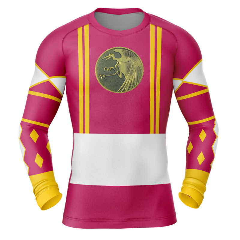 Pink Ranger Ninjetti Mighty Morphin Power Rangers Long Sleeve Rash Guard Compression