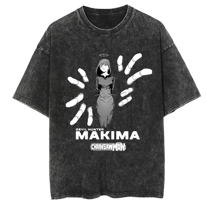 Nysekai "Devil Hunter" Chainsaw Man Vintage Washed Oversized T-Shirt