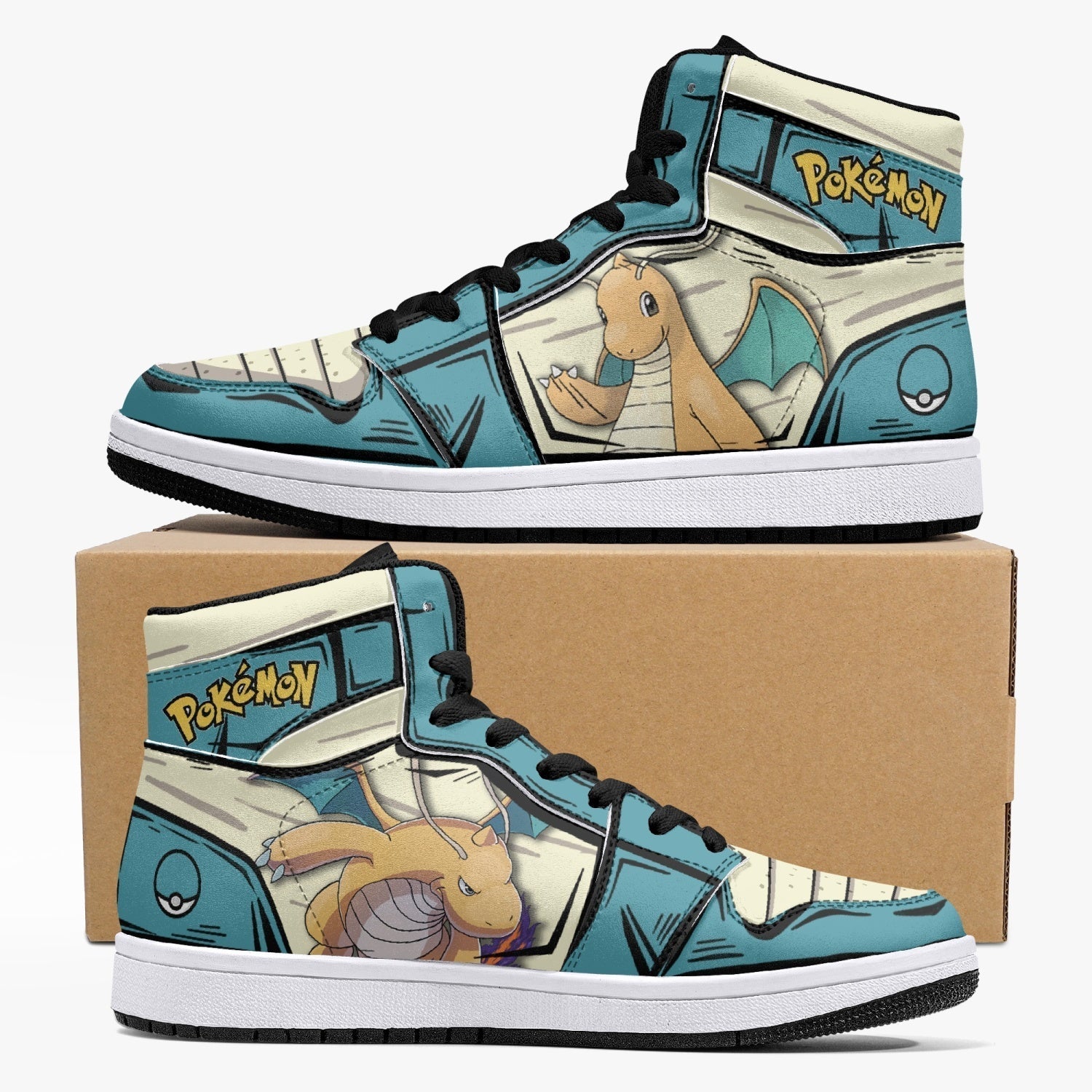 Dragonite Pokemon Mid 1 Basketball Shoes