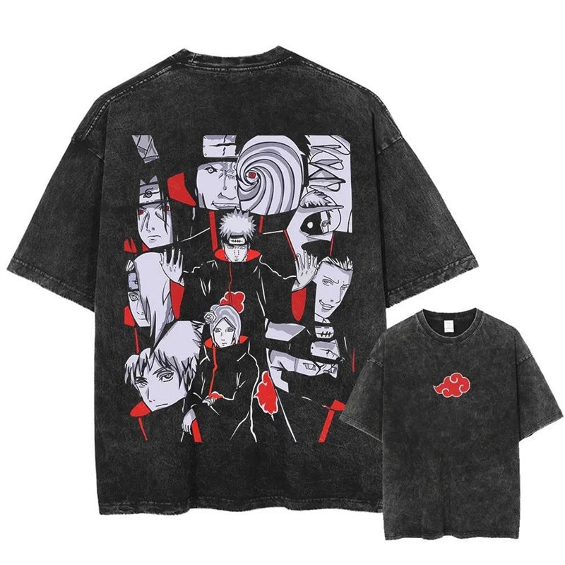 Nysekai "Akatsuki" Naruto Vintage Washed Oversized T-Shirt