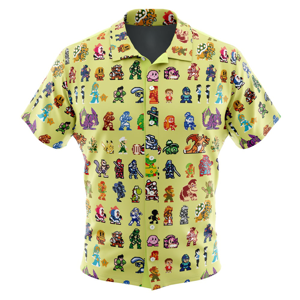 Ultimate Roster Super Smash Bros Button Up Hawaiian Shirt