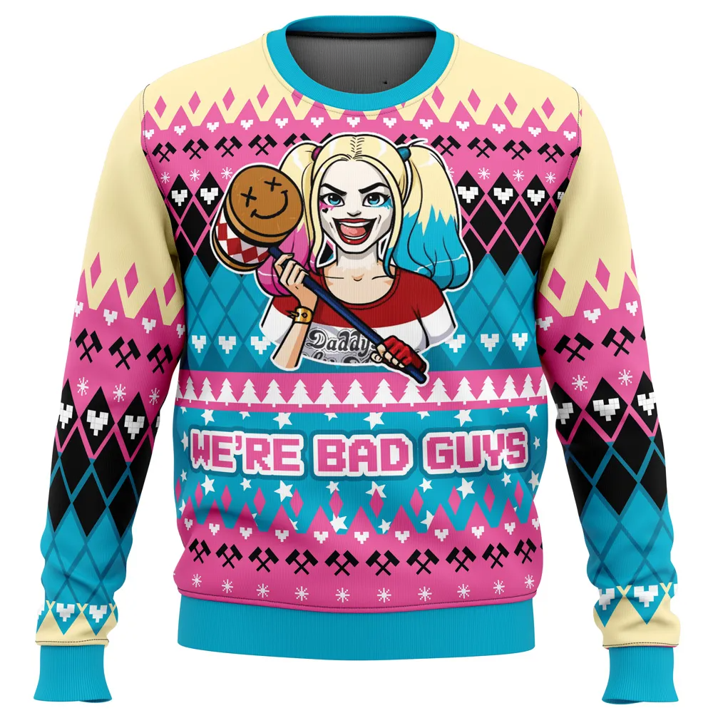 We re Bad Guys Harley Quinn DC Comics Ugly Christmas Sweater Nysekai