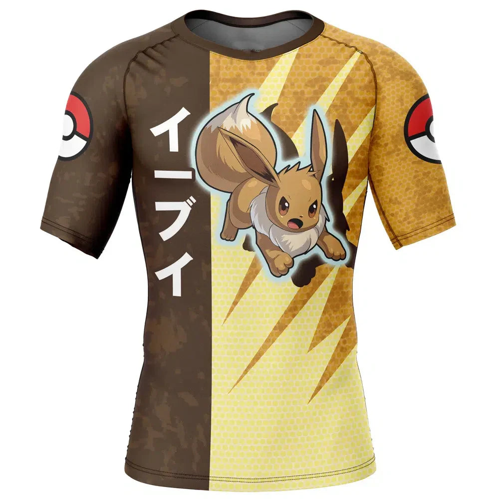 Eevee Attack Pokemon Short Sleeve Rash Guard Compression Shirt