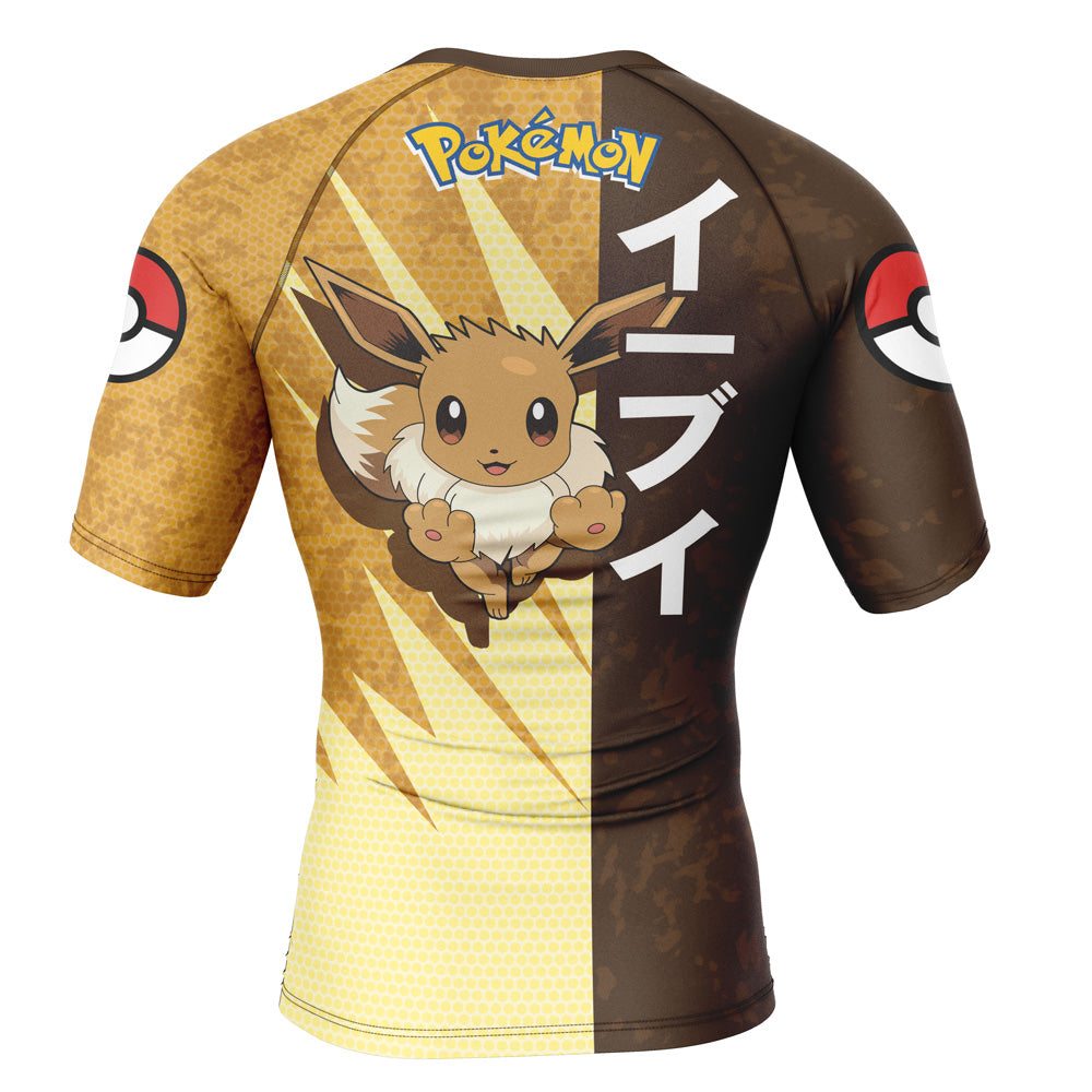 Eevee Attack Pokemon Short Sleeve Rash Guard Compression Shirt