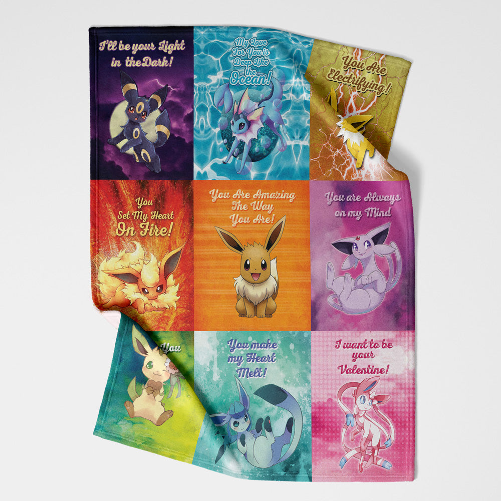 Eeveelutions Love Quotes Pokemon Blanket