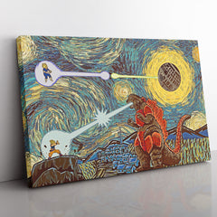 Epic Battle Dragonball Z Starry Night Canvas Print Wall Art