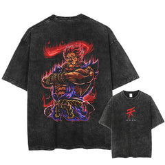 Nysekai "Akuma" Street Fighter Vintage Washed Oversized T-Shirt