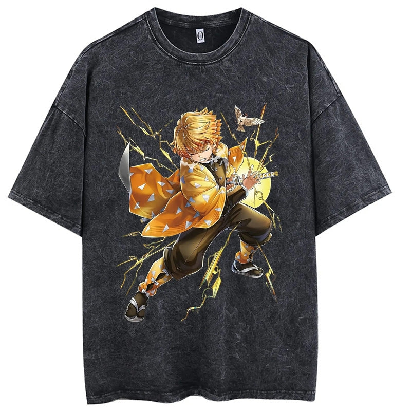 Nysekai "Thunderclap & Flash" Demon Slayer Vintage Washed Oversized T-Shirt