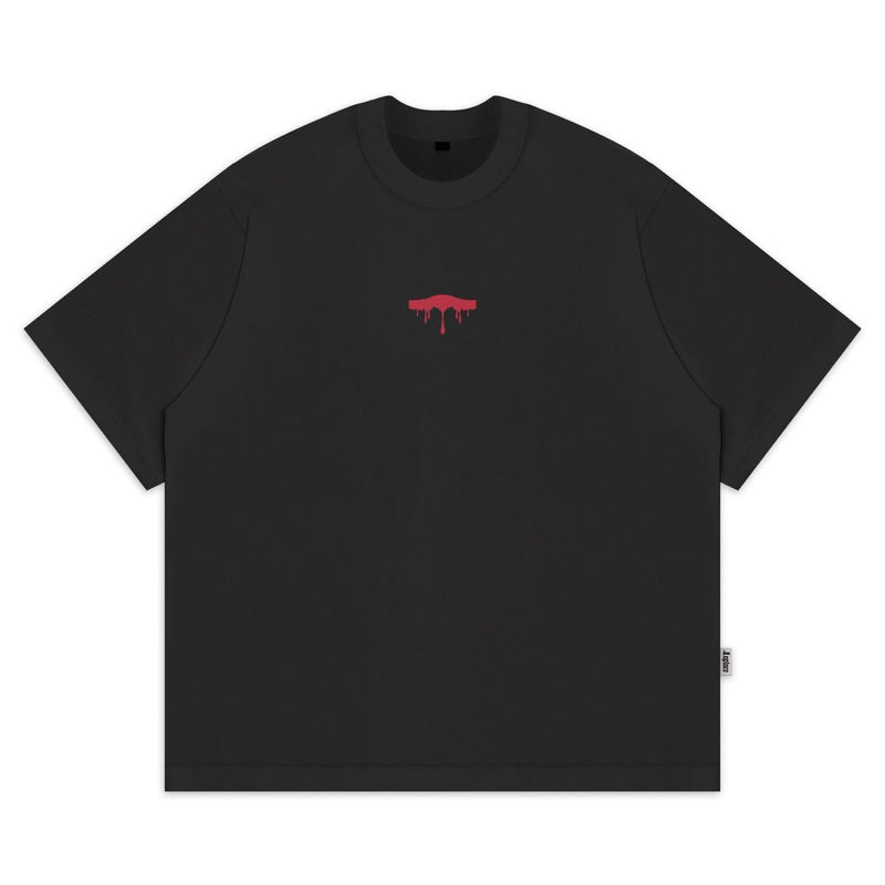 a black t - shirt with a red horse on it