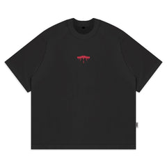 a black t - shirt with a red horse on it