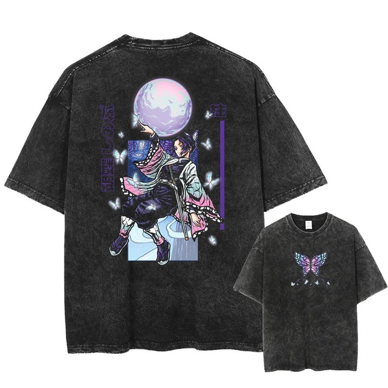 Nysekai "Shinobu Kocho" Demon Slayer Vintage Washed Oversized T-Shirt