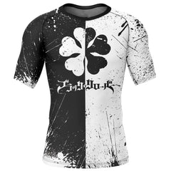 Five-Leaf Clover Black Clover Short Sleeve Rash Guard Compression Shirt