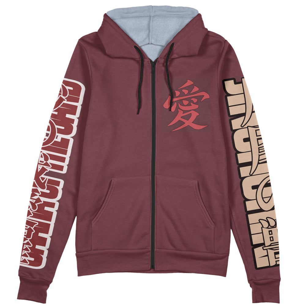 Gaara Shippuden Streetwear Zip Hoodie Jacket