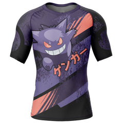 Gengar V1 Pokemon Short Sleeve Rash Guard Compression Shirt