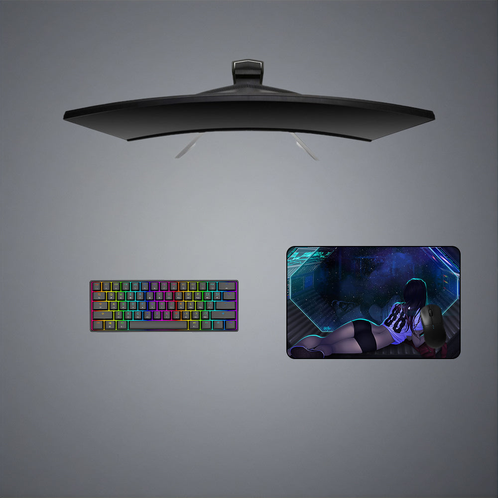 Girl In Space Design M-XXL Size Gaming Mouse Pad, Computer Desk Mat