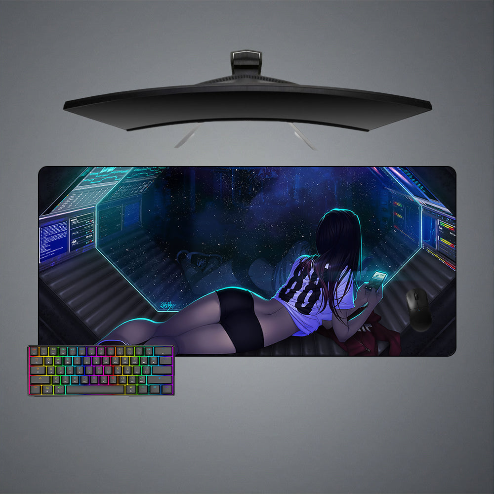 Girl In Space Design M-XXL Size Gaming Mouse Pad, Computer Desk Mat