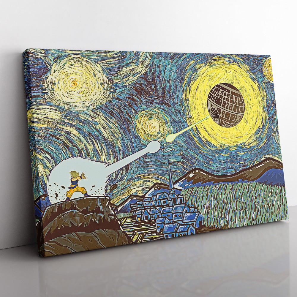 Goku vs Death Star Starry Night Canvas Print Wall Art - Nysekai