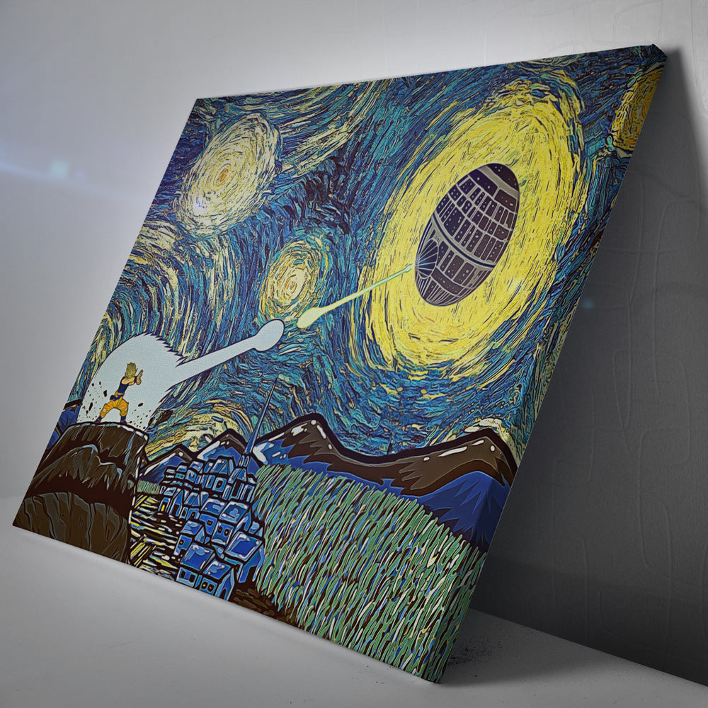 Goku vs Death Star Starry Night Canvas Print Wall Art - Nysekai