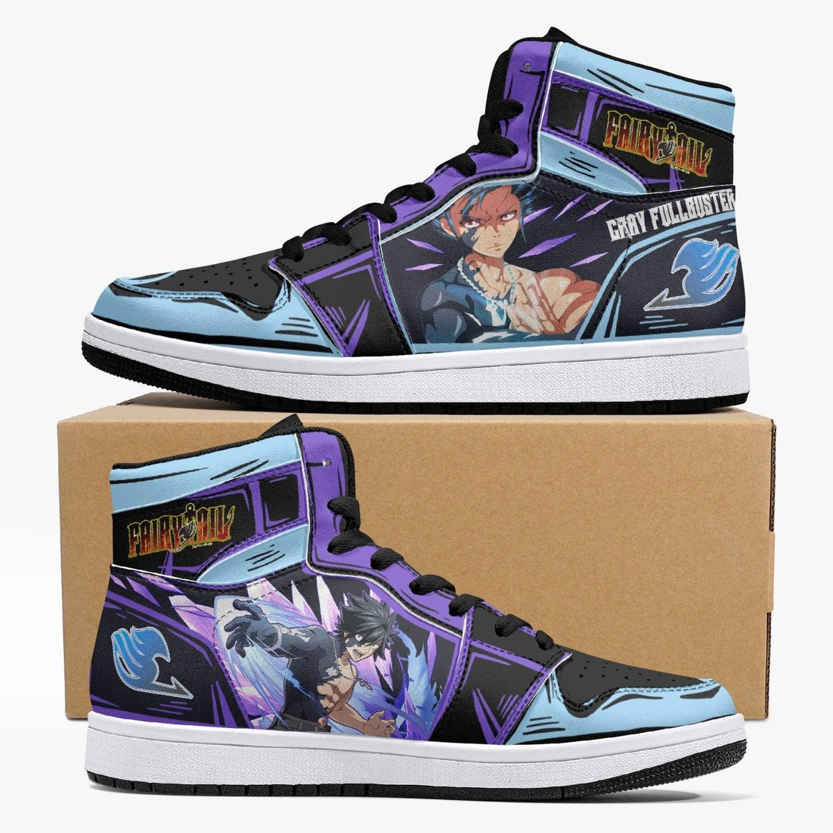 Gray Fullbuster Fairy Tail Mid 1 Basketball Shoes for Kids