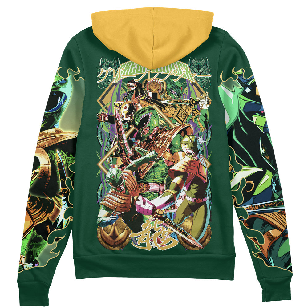 Green Ranger Mighty Morphin Power Rangers Streetwear Zip Hoodie Jacket