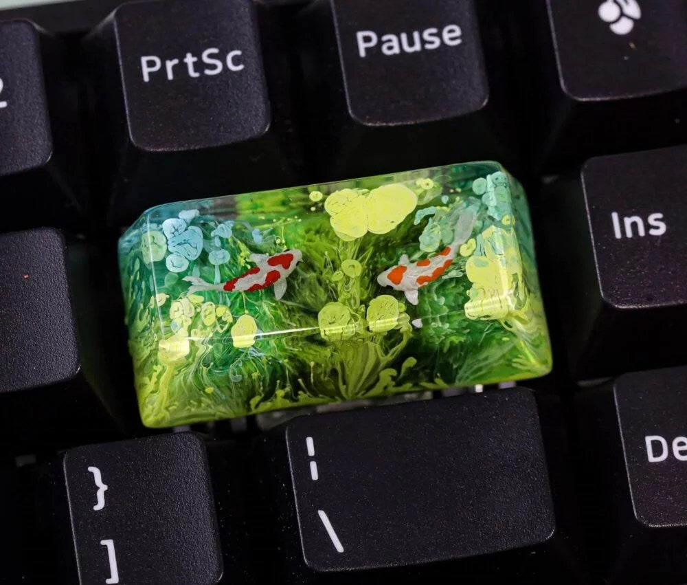 Green Koi Artisan Keycap - Hirosart