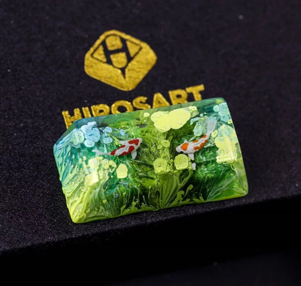 Green Koi Artisan Keycap - Hirosart