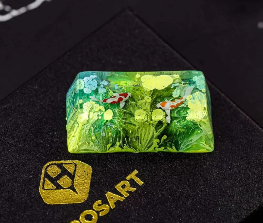 Green Koi Artisan Keycap - Hirosart