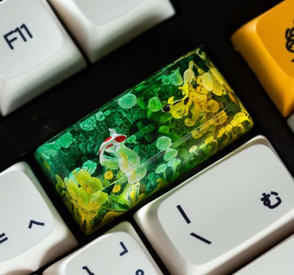 Green Koi Artisan Keycap - Hirosart