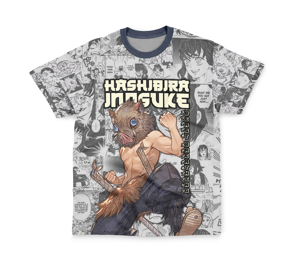 Hashibira Inosuke Manga Collage Demon Slayer Streetwear T-Shirt