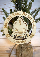 Calcifer May All Your Bacon Burn Wooden Christmas Ornament Handmade Anime Holiday Ornament | Anime Ornaments