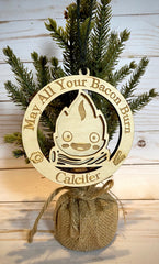 Calcifer May All Your Bacon Burn Wooden Christmas Ornament Handmade Anime Holiday Ornament | Anime Ornaments