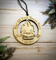 Calcifer May All Your Bacon Burn Wooden Christmas Ornament Handmade Anime Holiday Ornament | Anime Ornaments