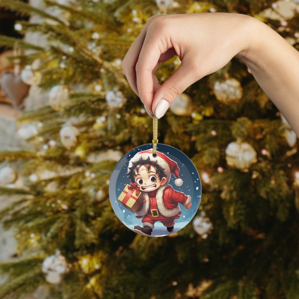 Pirate King Santa - Luffy Dressed as Santa Clause Ornament | Anime Ornaments