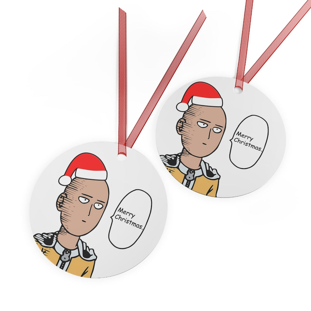 Custom Saitama Christmas anime Metal Ornament | Anime Ornaments