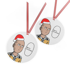 Custom Saitama Christmas anime Metal Ornament | Anime Ornaments