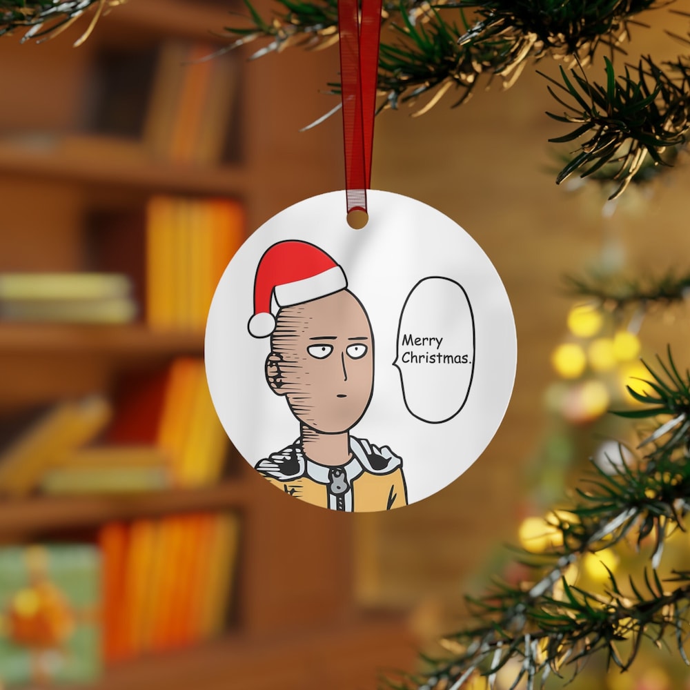 Custom Saitama Christmas anime Metal Ornament | Anime Ornaments